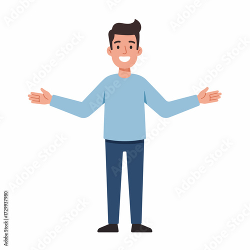 Simple Flat Illustration Full Body Friendly Man Character Illustration