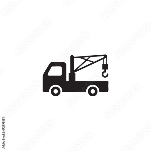 Tow Truck Icon – Construction and Vehicle Silhouette Vector