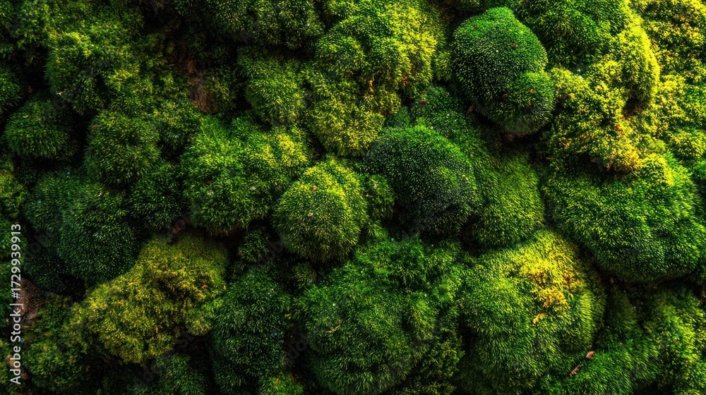 Fototapeta premium Close-up of vibrant green, textured, and naturally occurring forest moss