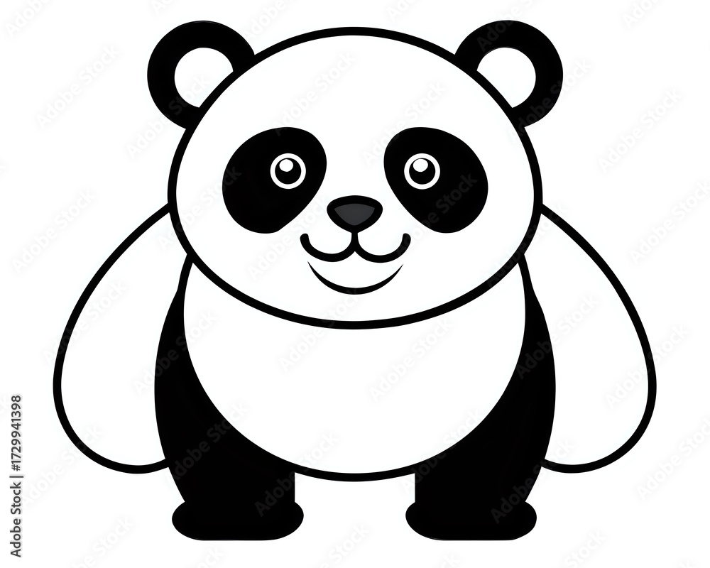 Fototapeta premium panda, illustration outline isolated on white background