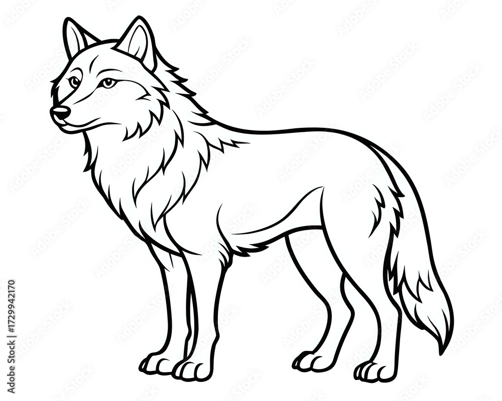 Obraz premium wolf, illustration outline isolated on white background