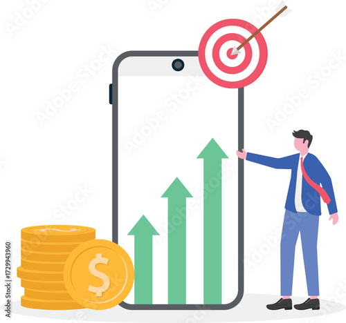 Marketing team, digital marketing strategy, social media management concept with tiny people.
