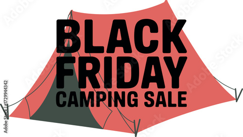 Red camping tent with black friday camping sale text overlayed on it