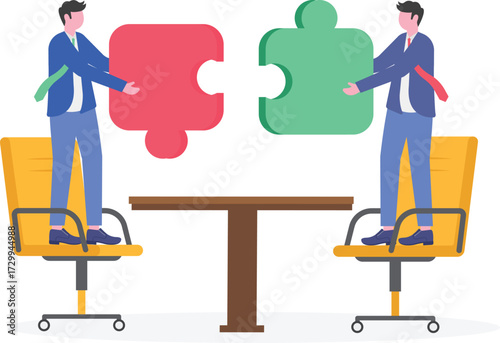 Working team collaboration, enterprise cooperation concept with tiny character.
