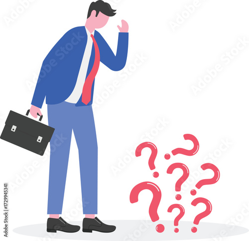 Smart businessman thinking concept, questions mark,


