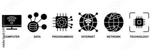 Information technology icon set vector illustration concept for computer, data, programming, database, internet, network, and technology