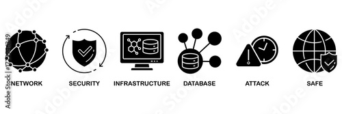 Network security icon set vector illustration concept for network ,security, infrastructure, database, attack and safe