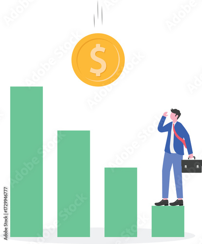 Economic downturn, business economic crisis, profit and loss concept with people characters.
