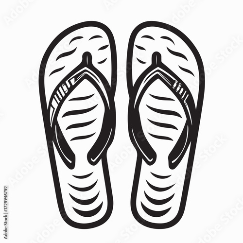 Tropical Summer Flip Flops Logo Vector Casual Vacation Footwear Icon