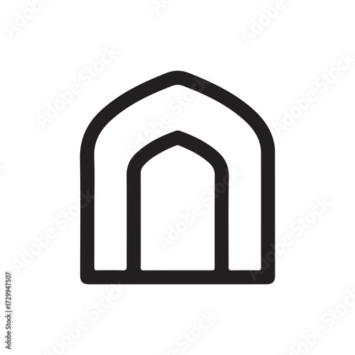 Mosque window black outline icon islamic muslim culture design on white back ground