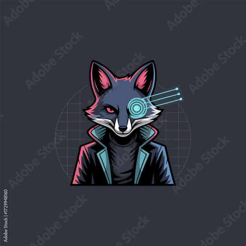 Cyberpunk cat avatar, neon mask and hoodie, futuristic grid background, vaporwave palette, gaming mascot logo, edgy vector artwork