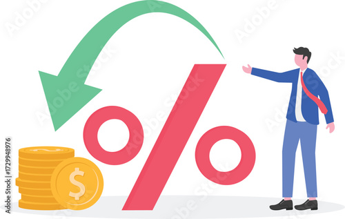 Seller reputation system, sales promotion, rebate program concept with people character.
