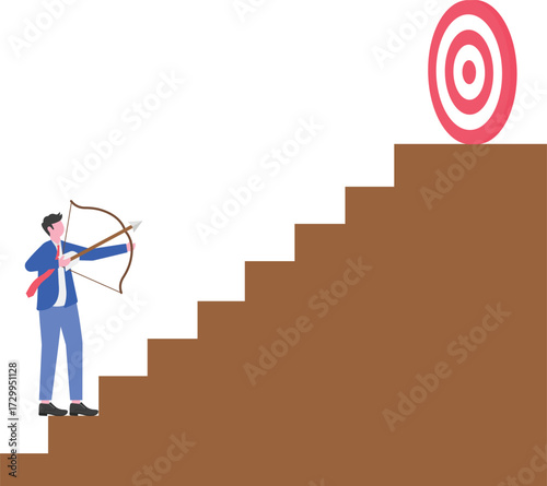 Progress and movement to goal, reaching objective business, motivation,

