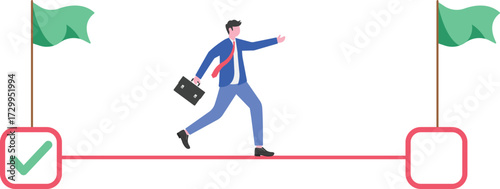 Businessman climb stairs to achieve goal

