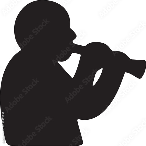 Silhouette of a clay flute, perfect for music, cultural, and traditional art designs.