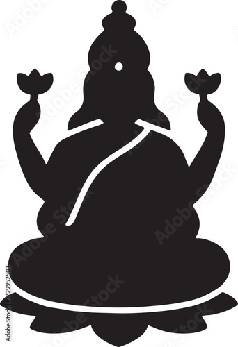 Silhouette of a traditional clay Lakshmi idol, perfect for Diwali and festive designs.