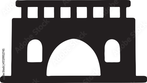 Silhouette of a clay bridge, perfect for architecture, landscape, and traditional design projects.