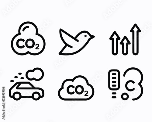 A Series of Eco Conscious Line Art Icons Signifying Environmental Awareness and Sustainability Practices for a Better Future and Climate