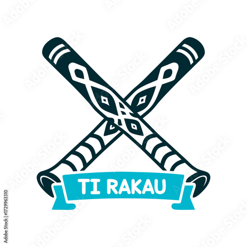 Ti Rakau: Maori Rhythm Sticks Illustration Ti Rakau Two crossed rhythm sticks