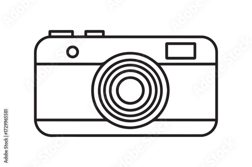 Minimalist Digital Compact Camera Line Art Vector Icon Outline Graphic for Photography and Media