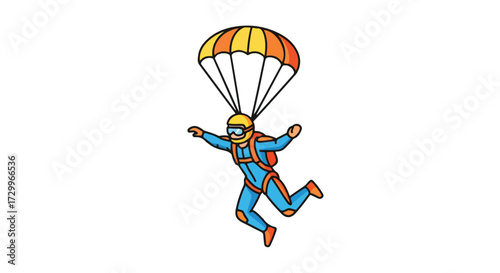 Skydiving Cartoon Character Vector Illustration Against White Background for Design Elements, Graphics or Advertising Material