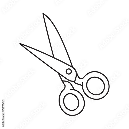 Simple Pair of Open Scissors Outline Vector Line Art Icon for Hairdressing and Office Crafting