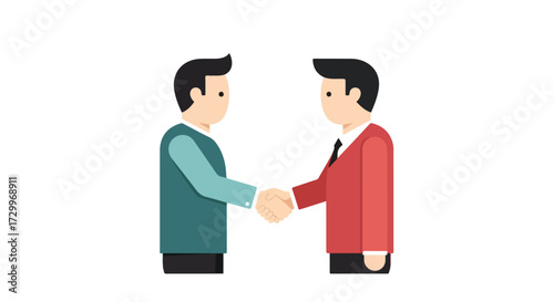 Business deal handshake symbolizing partnership and agreement success, collaboration and teamwork in a modern flat design for corporate ventures
