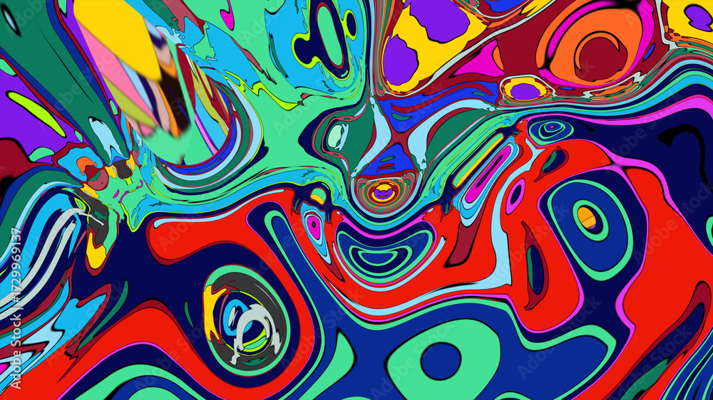 Fototapeta premium Colorful abstract psychedelic liquid and fluid background pattern