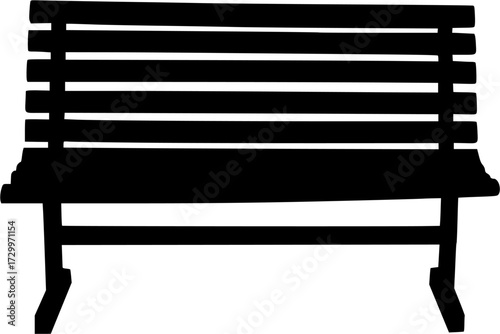 Bench Silhouette Vector | Park Seat, Garden Furniture, Outdoor Chair, Black Shape Design