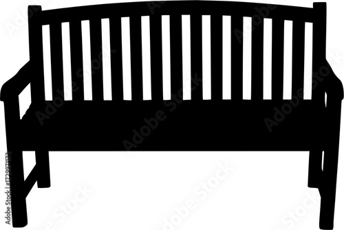 Bench Silhouette Vector | Park Seat, Garden Furniture, Outdoor Chair, Black Shape Design