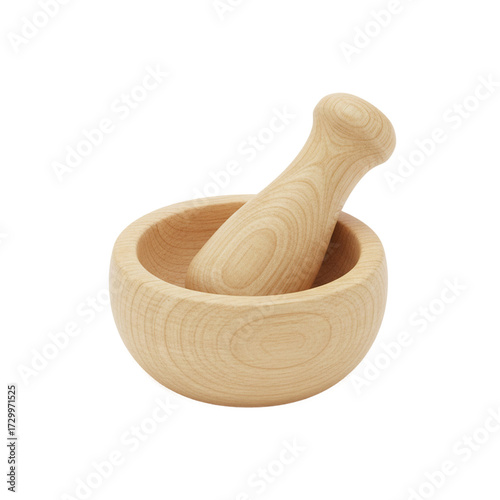 wooden mortar isolated on white