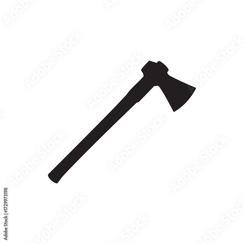 Tomahawk axe vector silhouette on white background. Tomahawk axe icon flat illustration design.
