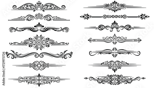Vector art of collection of ornate vintage decorative elements and dividers 