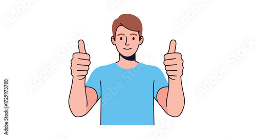 Enthusiastic character illustration with thumbs up gesture, radiating positivity and approval, creating an atmosphere of motivation and endorsement