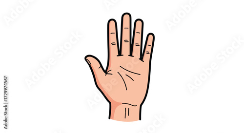 Illustration of a hand with fingers extended upwards against a plain white background suggesting guidance or a greeting motion hand symbol