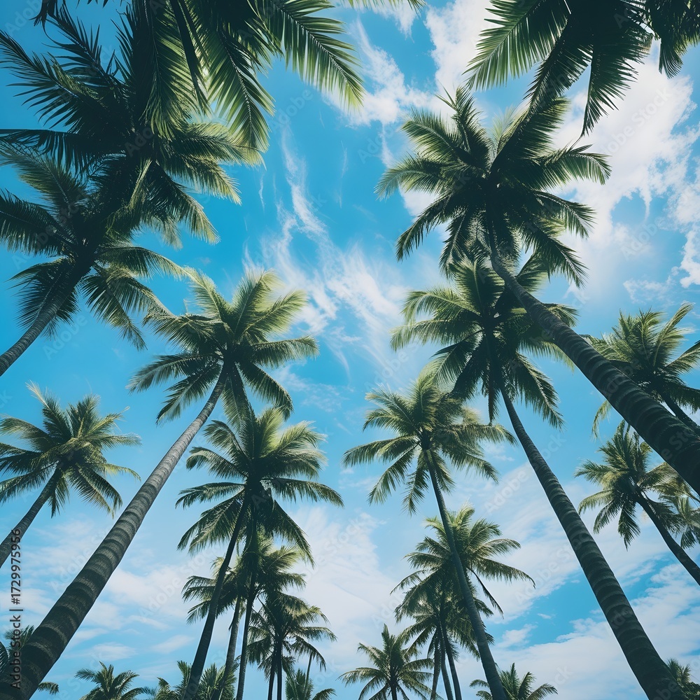 Fototapeta premium palm trees on blue sky background