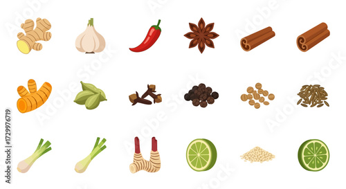 Assortment of aromatic spices and herbs for culinary use.