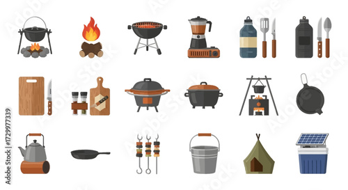 Camping and outdoor cooking equipment and supplies for adventure.