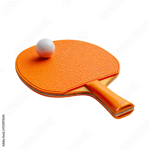 Orange ping pong paddle and ball png