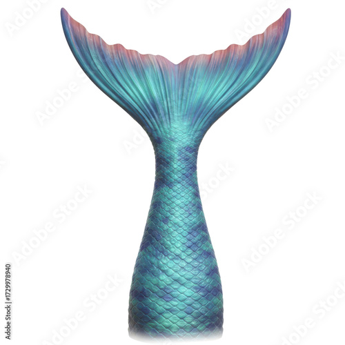 Turquoise and pink fantasy mermaid tail isolated PNG with Transparent Background