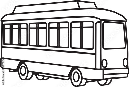 Simple outline drawing of a passenger bus outline vector illustration, line art
