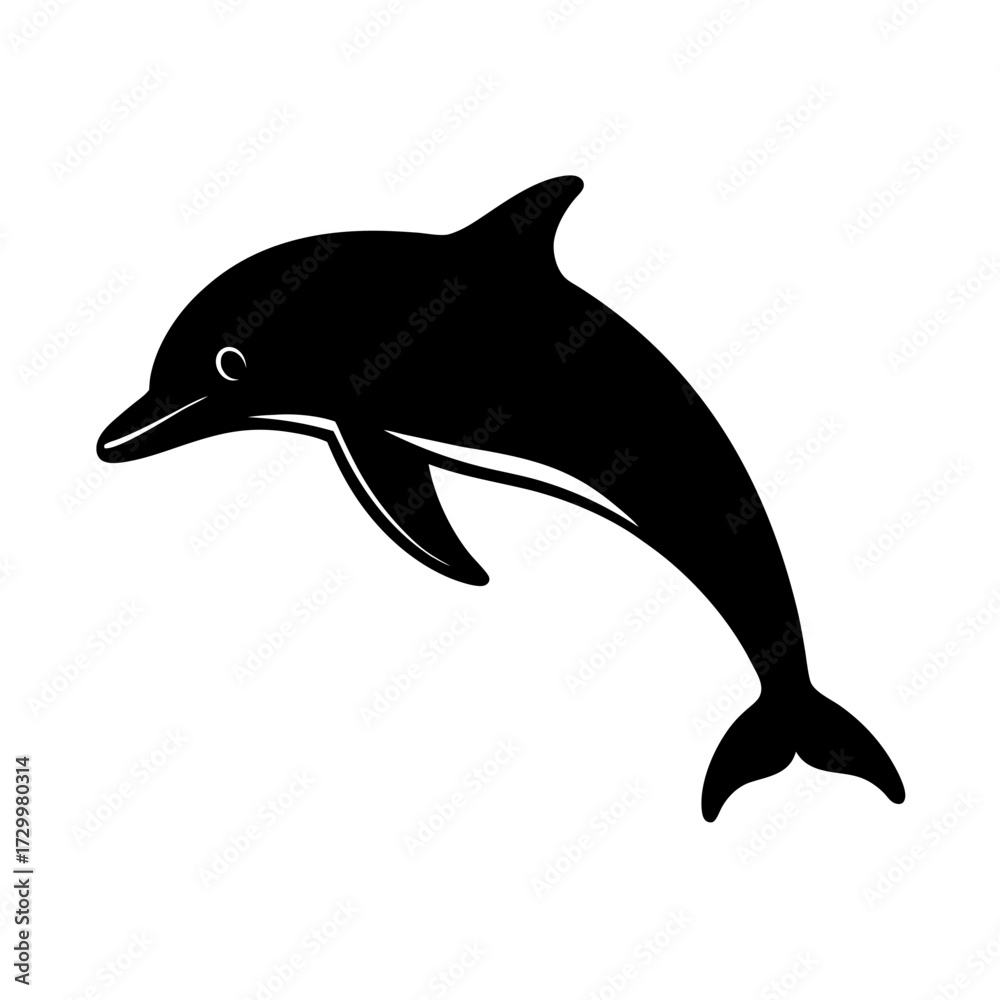 Fototapeta premium Dolphin Silhouette Clipart | Black and White Dolphin Outline Image