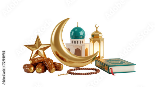 Set of islamic religious icons, set of islamic religious symbols. islamic calligraphy of mosque