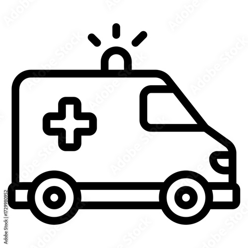 A medical ambulance icon ideal for healthcare, emergency response, and safety-themed websites or promotional materials.