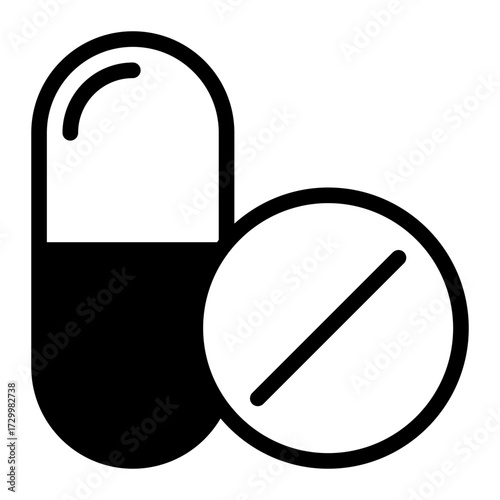 Icon representing medication or healthcare, ideal for health, pharmaceutical, or wellness website and marketing content.