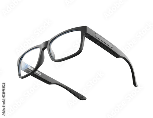 Modern smart glasses with black frame isolated on transparent background