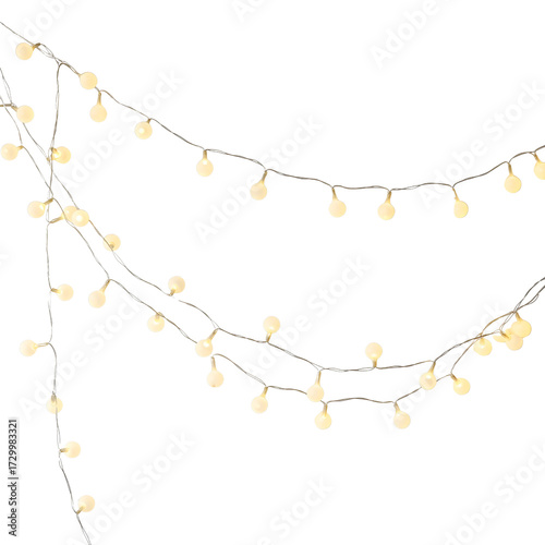 String lights with round bulbs for decoration isolated PNG with Transparent Background
