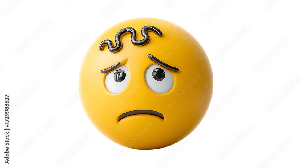 Fototapeta premium emoji with worried emotion on white background