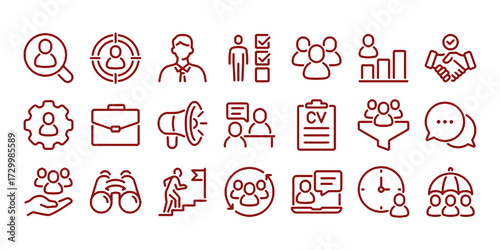 Foto Employee recruitment and head hunting editable stroke outline icon isolated on transparent background flat vector illustration