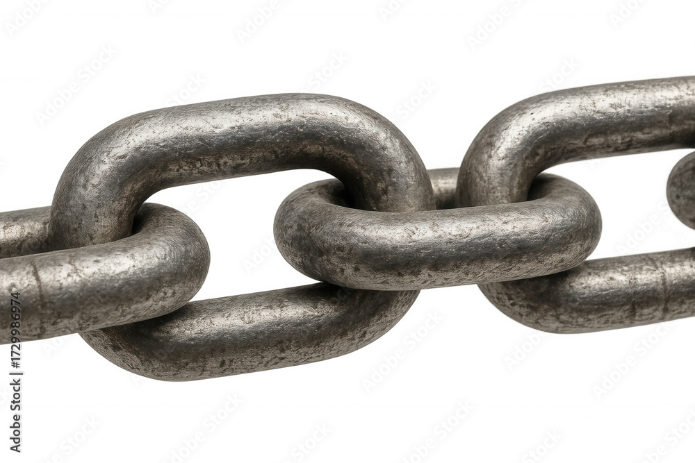 Obraz premium Metal chain links connecting, representing strength, security, power, and constraint on a transparent background